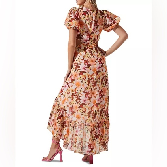 ASTR The Label High Low Dress in Pink and Orange Floral 🍂🍁🧡 Medium Jennell Dress - Picture 16 of 16